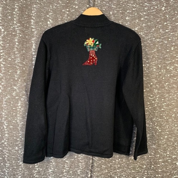 Vintage Heirloom Collectibles Sweater Womens Medium Boots Christmas Cardigan - Picture 9 of 12